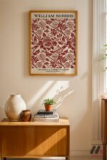 William Morris Kırmızı Desen Duvar Tablosu, Modern Ev Dekorasyonu - Görsel 4