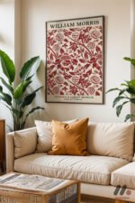 William Morris Kırmızı Desen Duvar Tablosu, Modern Ev Dekorasyonu - Görsel 3