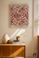 William Morris Kırmızı Desen Duvar Tablosu, Modern Ev Dekorasyonu - Görsel 8