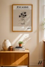 Picasso Çiçek Litografi Duvar Tablosu, Modern Ev Dekorasyonu - Görsel 4