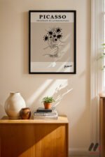 Picasso Çiçek Litografi Duvar Tablosu, Modern Ev Dekorasyonu