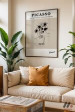 Picasso Çiçek Litografi Duvar Tablosu, Modern Ev Dekorasyonu - Görsel 3