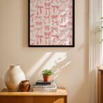 Pembe Kurdele Deseni Duvar Tablosu, Modern Ev Dekorasyonu