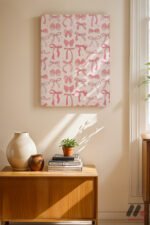 Pembe Kurdele Deseni Duvar Tablosu, Modern Ev Dekorasyonu - Görsel 8
