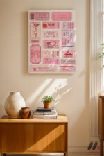 Pembe Bilet Kolajı Duvar Tablosu, Modern Ev Dekorasyonu - Görsel 8