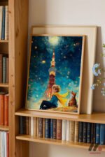 Tokyo Kulesi Gece İllüstrasyonu Duvar Tablosu, Modern Ev Dekorasyonu - Görsel 5