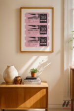 Pembe Sinema Bileti Duvar Tablosu, Modern Ev Dekorasyonu - Görsel 4