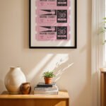 Pembe Sinema Bileti Duvar Tablosu, Modern Ev Dekorasyonu