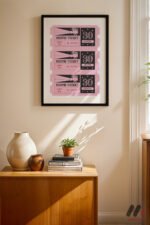 Pembe Sinema Bileti Duvar Tablosu, Modern Ev Dekorasyonu