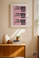 Pembe Sinema Bileti Duvar Tablosu, Modern Ev Dekorasyonu - Görsel 8