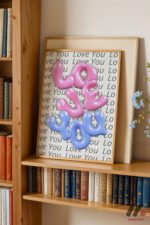 Love You Balon Tipografi Duvar Tablosu, Modern Ev Dekorasyonu - Görsel 5