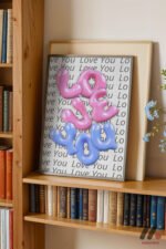 Love You Balon Tipografi Duvar Tablosu, Modern Ev Dekorasyonu - Görsel 2