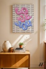 Love You Balon Tipografi Duvar Tablosu, Modern Ev Dekorasyonu - Görsel 8