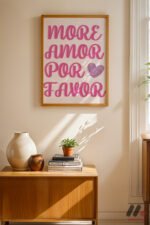 More Amor Por Favor Pembe Duvar Tablosu, Modern Ev Dekorasyonu - Görsel 4