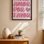 More Amor Por Favor Pembe Duvar Tablosu, Modern Ev Dekorasyonu