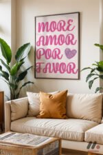 More Amor Por Favor Pembe Duvar Tablosu, Modern Ev Dekorasyonu - Görsel 3