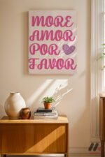 More Amor Por Favor Pembe Duvar Tablosu, Modern Ev Dekorasyonu - Görsel 8