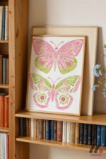 Pembe Kelebek Deseni Duvar Tablosu, Modern Ev Dekorasyonu - Görsel 5