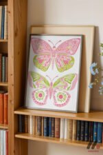 Pembe Kelebek Deseni Duvar Tablosu, Modern Ev Dekorasyonu - Görsel 2