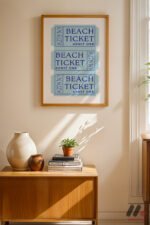 Beach Ticket Retro Poster Duvar Tablosu, Huzurlu Ev Dekorasyonu - Görsel 4