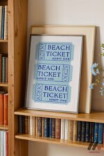 Beach Ticket Retro Poster Duvar Tablosu, Huzurlu Ev Dekorasyonu - Görsel 2