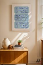 Beach Ticket Retro Poster Duvar Tablosu, Huzurlu Ev Dekorasyonu - Görsel 8