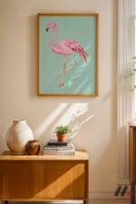 Flamingo İllüstrasyonu Duvar Tablosu, Hayvan Severlere Hediye - Görsel 8
