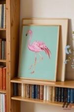 Flamingo İllüstrasyonu Duvar Tablosu, Hayvan Severlere Hediye - Görsel 9