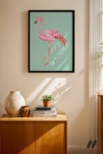 Flamingo İllüstrasyonu Duvar Tablosu, Hayvan Severlere Hediye - Görsel 4