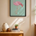 Flamingo İllüstrasyonu Duvar Tablosu, Hayvan Severlere Hediye