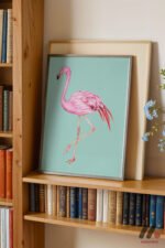 Flamingo İllüstrasyonu Duvar Tablosu, Hayvan Severlere Hediye - Görsel 2