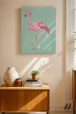 Flamingo İllüstrasyonu Duvar Tablosu, Hayvan Severlere Hediye - Görsel 2
