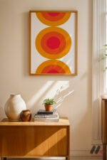 Turuncu Daireler Minimal Duvar Tablosu, Modern Ev Dekorasyonu - Görsel 4