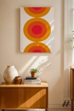 Turuncu Daireler Minimal Duvar Tablosu, Modern Ev Dekorasyonu - Görsel 8