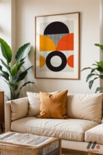 Bauhaus Turuncu Daire Kompozisyon Duvar Tablosu, Modern Ev Dekorasyonu - Görsel 6