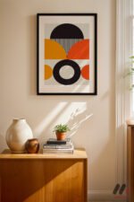Bauhaus Turuncu Daire Kompozisyon Duvar Tablosu, Modern Ev Dekorasyonu