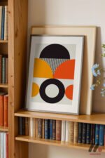 Bauhaus Turuncu Daire Kompozisyon Duvar Tablosu, Modern Ev Dekorasyonu - Görsel 2