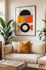 Bauhaus Turuncu Daire Kompozisyon Duvar Tablosu, Modern Ev Dekorasyonu - Görsel 3