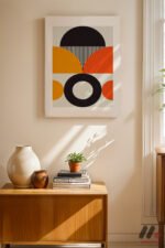Bauhaus Turuncu Daire Kompozisyon Duvar Tablosu, Modern Ev Dekorasyonu - Görsel 8