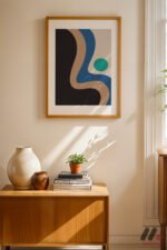 Bauhaus Organik Form Mavi Duvar Tablosu, Modern Ev Dekorasyonu - Görsel 4