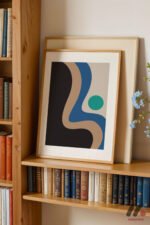 Bauhaus Organik Form Mavi Duvar Tablosu, Modern Ev Dekorasyonu - Görsel 5