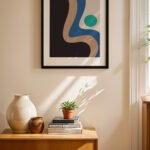 Bauhaus Organik Form Mavi Duvar Tablosu, Modern Ev Dekorasyonu
