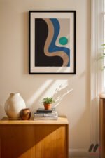 Bauhaus Organik Form Mavi Duvar Tablosu, Modern Ev Dekorasyonu