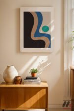 Bauhaus Organik Form Mavi Duvar Tablosu, Modern Ev Dekorasyonu - Görsel 8