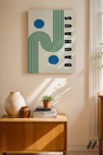 Bauhaus Yeşil Çizgi Tipografi Duvar Tablosu, Modern Ev Dekorasyonu - Görsel 8