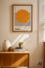 Bauhaus Turuncu Daire Sergi Afişi Duvar Tablosu, Modern Ev Dekorasyonu - Görsel 4