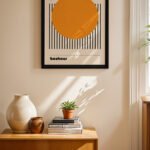 Bauhaus Turuncu Daire Sergi Afişi Duvar Tablosu, Modern Ev Dekorasyonu