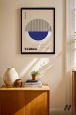 Bauhaus Mavi Yarım Daire Afişi Duvar Tablosu, Modern Ev Dekorasyonu