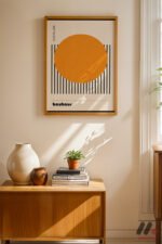 Bauhaus Turuncu Daire Çizgi Afişi Duvar Tablosu, Modern Ev Dekorasyonu - Görsel 4