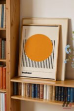 Bauhaus Turuncu Daire Çizgi Afişi Duvar Tablosu, Modern Ev Dekorasyonu - Görsel 5
